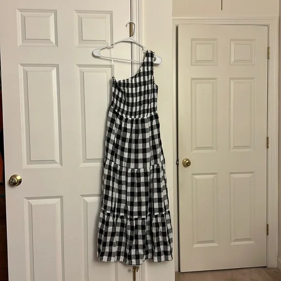 Btfbm Dresses | One Shouldered Black & White Checkered Maxi Dress | Color: Black/White | Size: S | Kelsey_French's Closet